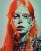 un Immagine di un' donna con rosso capelli generativo ai foto