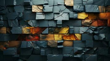 3d interpretazione di un' mattone parete con molti diverso colori generativo ai foto