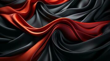 un' nero e rosso seta tessuto sfondo generativo ai foto