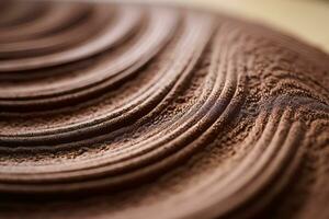 un' vicino su Visualizza di un' ondulato modello su un' pezzo di cioccolato generativo ai foto
