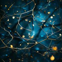 un astratto Immagine di un' albero ramo con luci su esso generativo ai foto