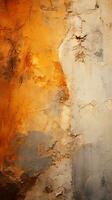 un astratto pittura di un arancia e bianca parete generativo ai foto