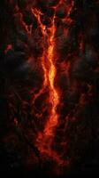 un Immagine di lava e fuoco su un' nero sfondo generativo ai foto