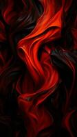 rosso e nero astratto sfondo con turbinii di rosso e nero tessuto generativo ai foto