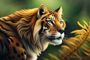 un' tigre nel il selvaggio, digitale arte, natura, animali, HD sfondo. ai-generato foto