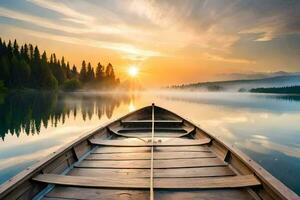 il barca è su il lago a Alba. ai-generato foto