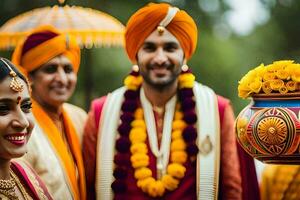 indiano nozze nel nuovo York città. ai-generato foto