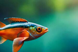 un' colorato pesce con nero e arancia strisce. ai-generato foto
