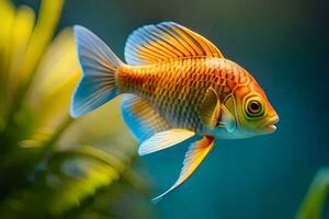 un' pesce con luminosa arancia e giallo pinne. ai-generato foto