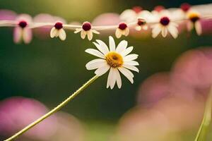 un' margherita è in piedi nel davanti di un' rosa sfondo. ai-generato foto