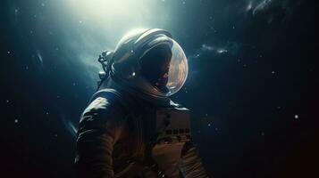 astronauti nel spazio tute in piedi su il Luna guardare a il galassia. spazio viaggio. ai generato foto