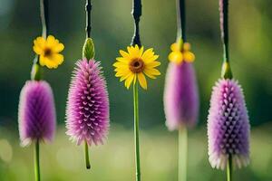 foto sfondo il cielo, fiori, il erba, il fiori, il erba, il fiori,. ai-generato