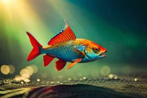 un' pesce con luminosa rosso e blu colori. ai-generato foto