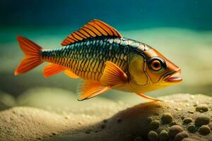 un' pesce è nuoto nel il oceano. ai-generato foto