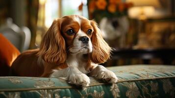 cavaliere re charles spaniel con un' regale e raffinato tagliare foto