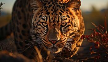 maestoso grande gatto fissando, bellezza nel natura, tranquillo natura selvaggia generato di ai foto