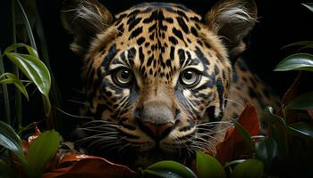 maestoso tigre, a strisce bellezza, fissando con Pericolo nel suo occhi generato di ai foto