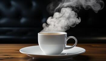 vapore sorge a partire dal il caldo caffè, un' confortante caffeina dipendenza generato di ai foto