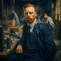 moderno ritratto di vincent furgone gogh nel il suo artista studio generativo ai foto