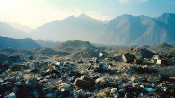 ai-generato gigantesco montagna di e-waste foto