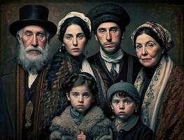 un' hassidico ebraico famiglia generativo ai foto