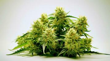 grande medico marijuana germoglio , canapa fiore in crescita su canapa pianta isolato su bianca sfondo. ai generato foto