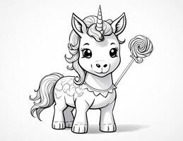 kawaii unicorno colorazione libro per bambini foto