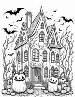 pauroso Halloween Casa colorazione libro per più vecchio bambini e adulti per ottobre foto