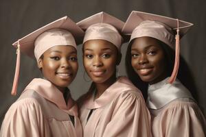 diploma nero donne diplomato africano scuola formazione scolastica alunno Università Università alto successo americano. generativo ai. foto