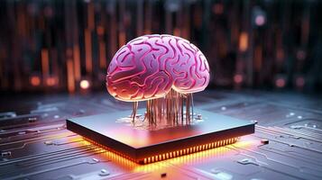 scienza intelligenza astratto artificiale tecnologia rosa concetto digitale neon cervello illustrazione foto