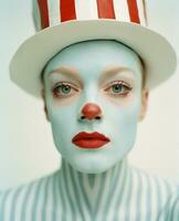 fan uomo arte guardare mimo clown ritratto viso circo dipingere rosso foto