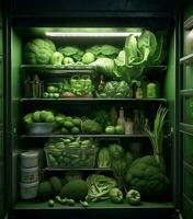 dieta fresco frigorifero verde frigo cucina salutare cibo vegetariano broccoli foto