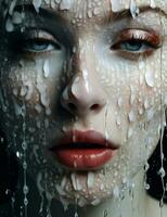 bellezza donna cura viso ritratto benessere pulito bianca pelle acqua pioggia foto