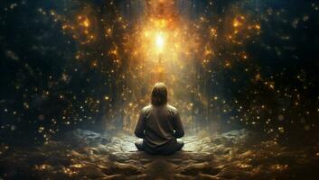 spiritualità energia spazio Meditare zen yoga universo loto stella silhouette foto