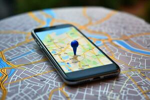 navigazione GPS punto città Posizione carta geografica distanza smartphone strada direzione tavoletta Telefono strada foto
