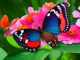 farfalla su fiori. generativo ai foto