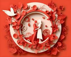 carino amore carta arte San Valentino giorno. con bello generativo ai foto