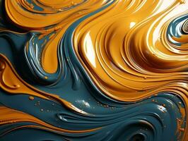 lusso vicino su lucido struttura di oro liquido dipingere sfondo ai generativo foto