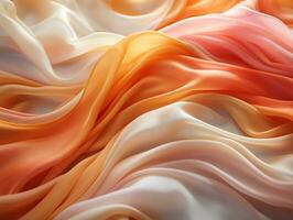 fluente tessuti astratto arancia giallo e rosa swirly sfondo ai generativo foto