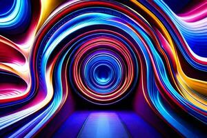 un' colorato tunnel con un' luminosa luce. ai-generato foto