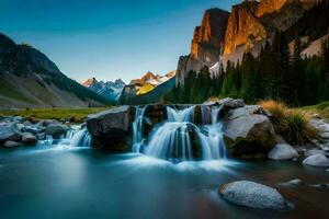 il cascate nel il montagne siamo Bellissima. ai-generato foto