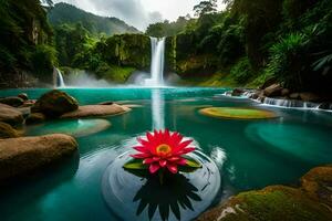 bellissimo cascata nel Bali, Indonesia. ai-generato foto