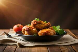 pollo Ali nel un' ciotola con pomodori e prezzemolo. ai-generato foto