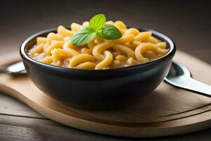 maccheroni e formaggio nel un' ciotola. ai-generato foto