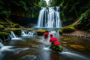 il cascata nel il foresta pluviale. ai-generato foto