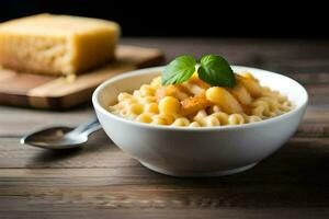 maccheroni e formaggio nel un' ciotola. ai-generato foto