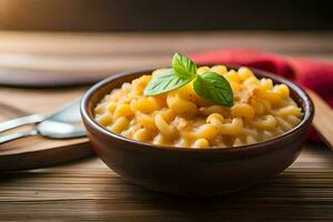 maccheroni e formaggio nel un' ciotola. ai-generato foto