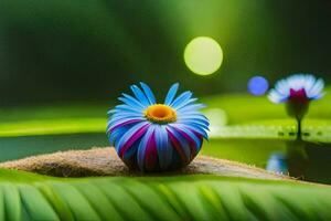 foto sfondo il cielo, acqua, fiori, il verde, il acqua, il fiore, il. ai-generato