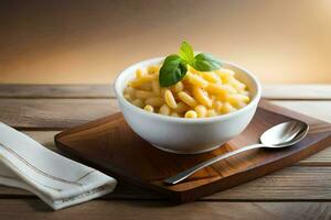 maccheroni e formaggio nel un' ciotola. ai-generato foto