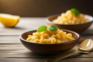 maccheroni e formaggio nel un' ciotola. ai-generato foto